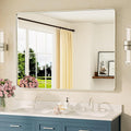 TETOTE 48 x 36 Inch Brushed Nickel Bathroom Mirror Metal Framed Bathroom Mirror by TETOTE