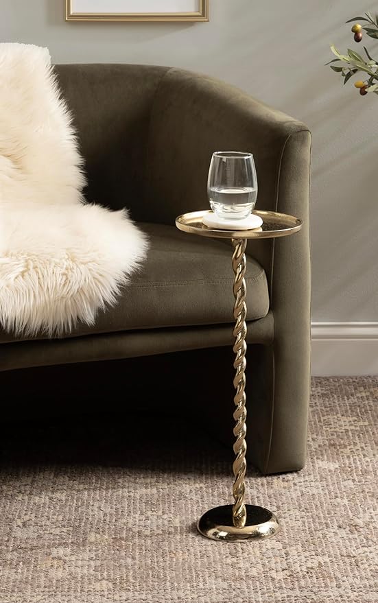 Kate and Laurel Ropa Transitional Round Pedestal Drink Table, Decorative Cast - Image 2