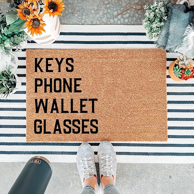 Funny Coir Doormat Keys Phone Wallet Glasses Front Door Mat Entryway Outdoor Mat - Image 5