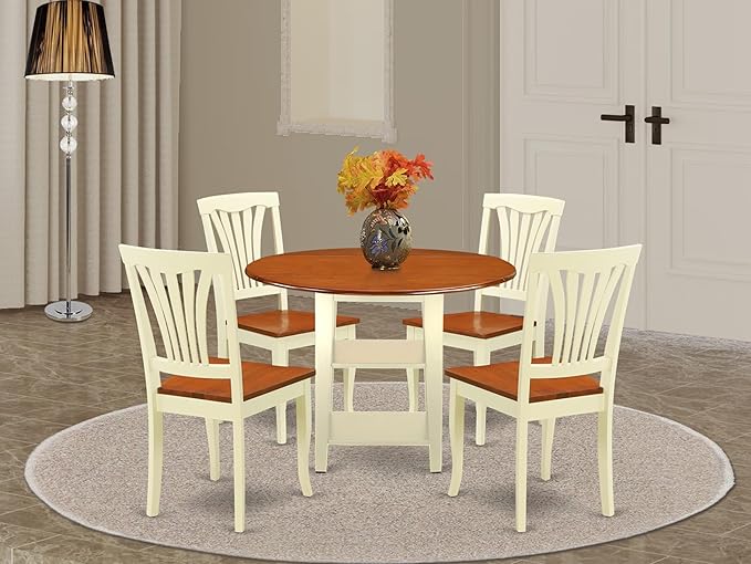 East West Furniture SUAV5-BMK-W 5 Piece Dining Room Furniture Set Includes a - Image 2