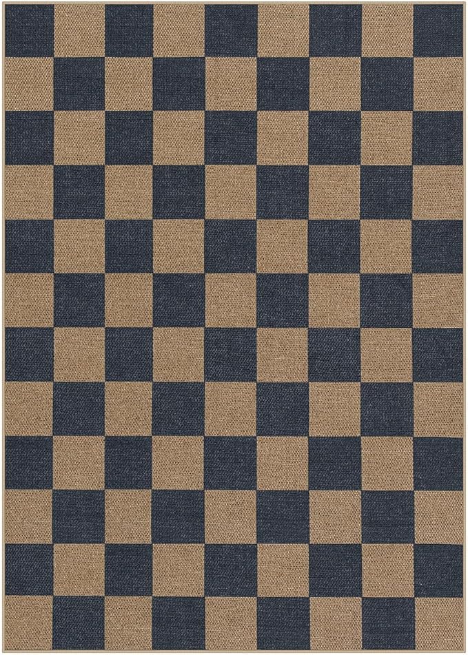 Lahome Checkered Easy Jute Living Room Rugs, 5x7 Dining Room Office Rug - Image 7