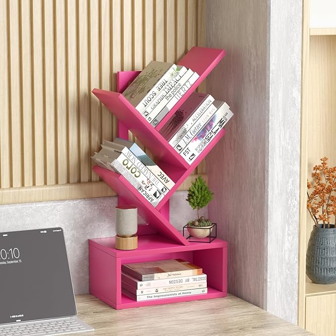Small Tree Book Shelf, 5 Tier Black Tree Bookshelf, Desktop Bookcase, Modern - Image 2