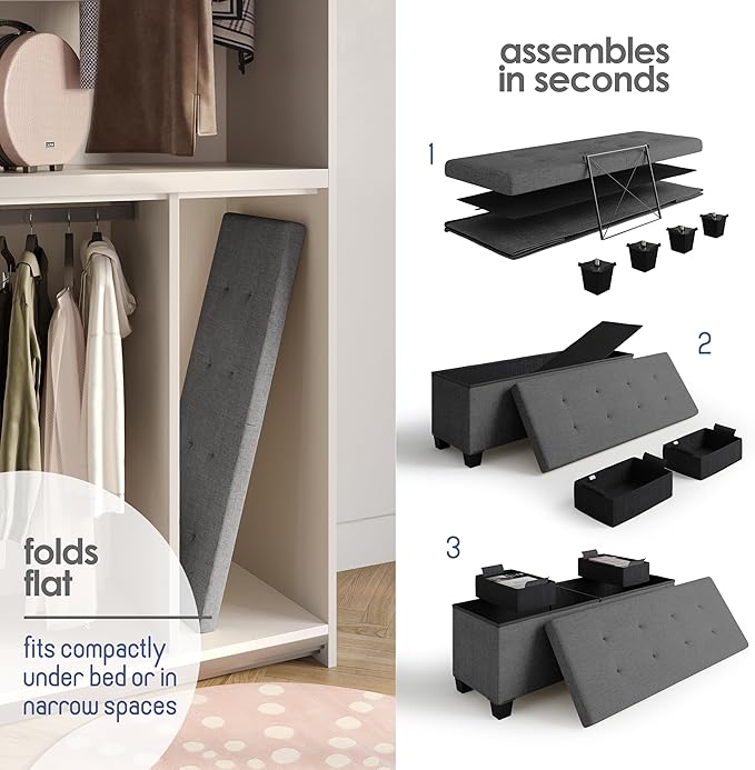 STORAGEBUD Storage Ottoman Bench - Image 6