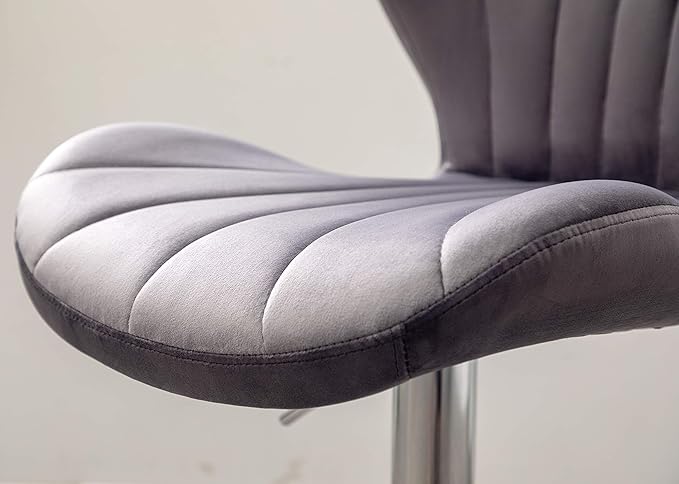 Roundhill Furniture Ellston Velvet Adjustable Swivel Barstools in Gray - Image 8