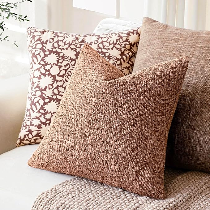 Foindtower Pack of 2 Textured Boucle Throw Pillow Covers Accent Solid Pillow - Image 5
