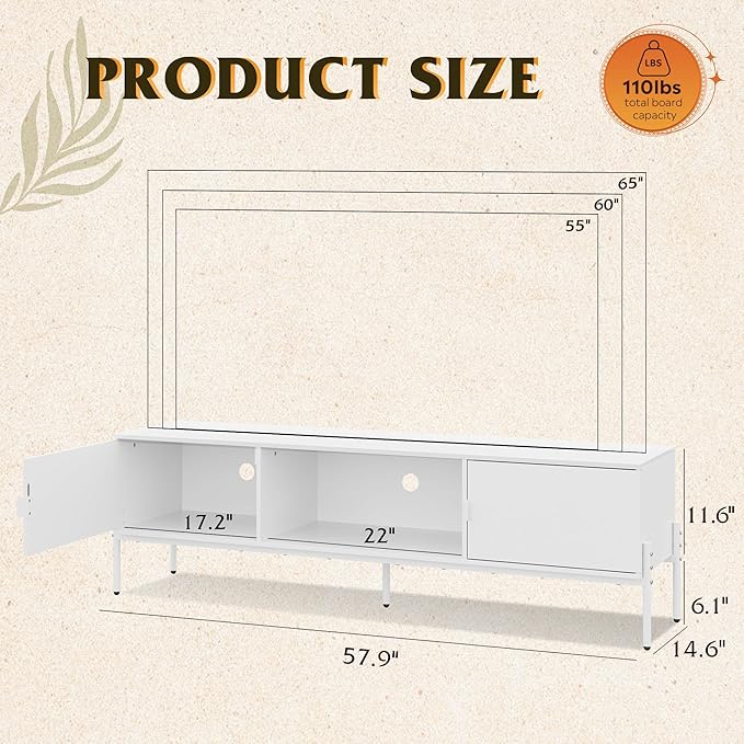 WLIVE Modern TV Stand for 65 Inch TV, Mid Century Entainment Center - Image 3