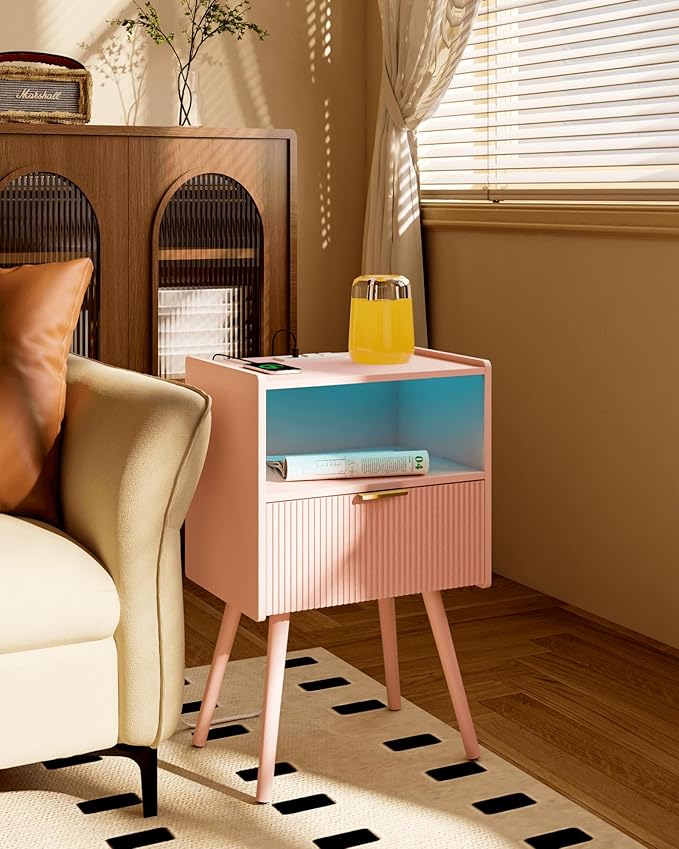 Pink Nightstand, Modern Bedside Table - Image 6