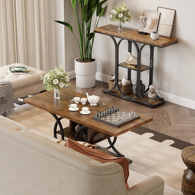 GiftGo Narrow Console Table for Entryway Industrial Sofa Table Behind Couch - Image 7