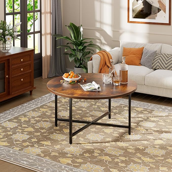 Round Coffee Table, 31.5" Circle Coffee Table，Modern Round Coffee Tables Living by FAMIDGE