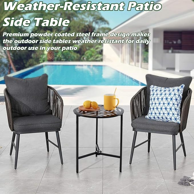 Party Zealot 1 Pack 13" Metal Outdoor Side Tables Small Black Outside End Table - Image 5