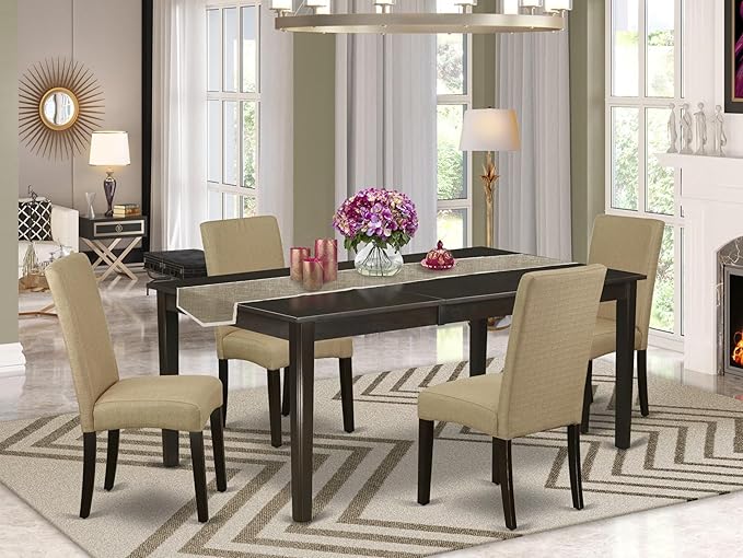 East West Furniture HEDR5-CAP-03 5 Piece Dining Room Furniture Set Includes a - Image 2