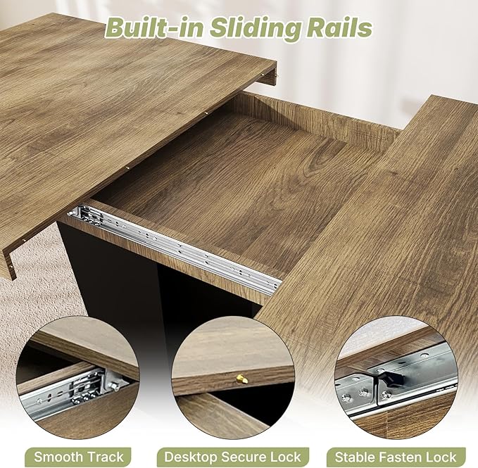 63"-78.7" Expandable Dining Table, 6-10 Rectangle Table, Extendable Console - Image 4