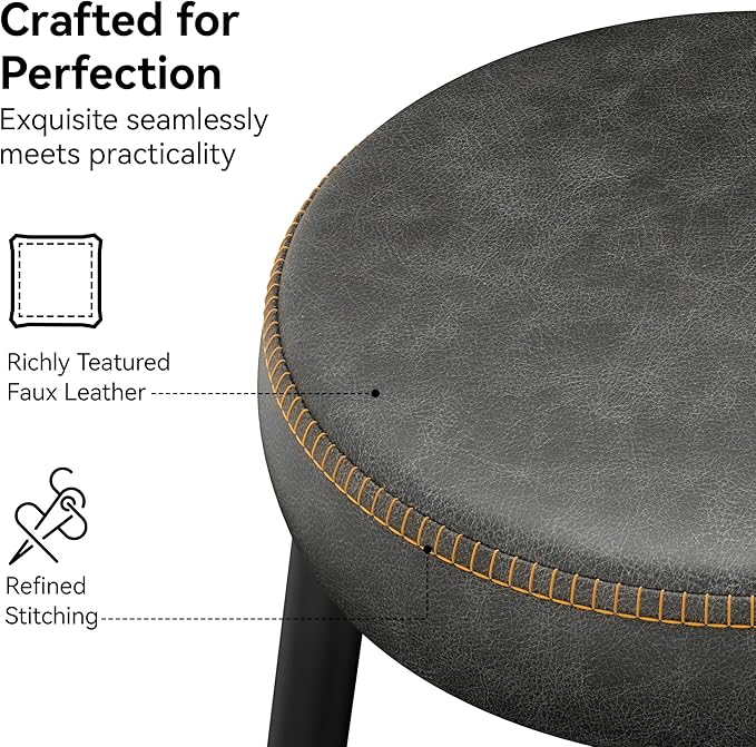 Counter Height Bar Stools, Upholstered Faux Leather Kitchen Counter Stools - Image 5