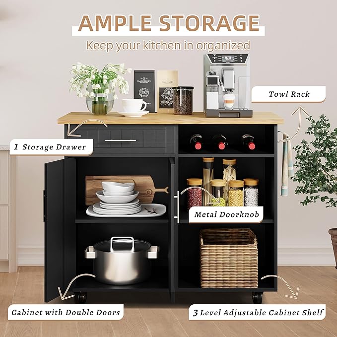 Shintenchi Kitchen Island Cart - Image 5