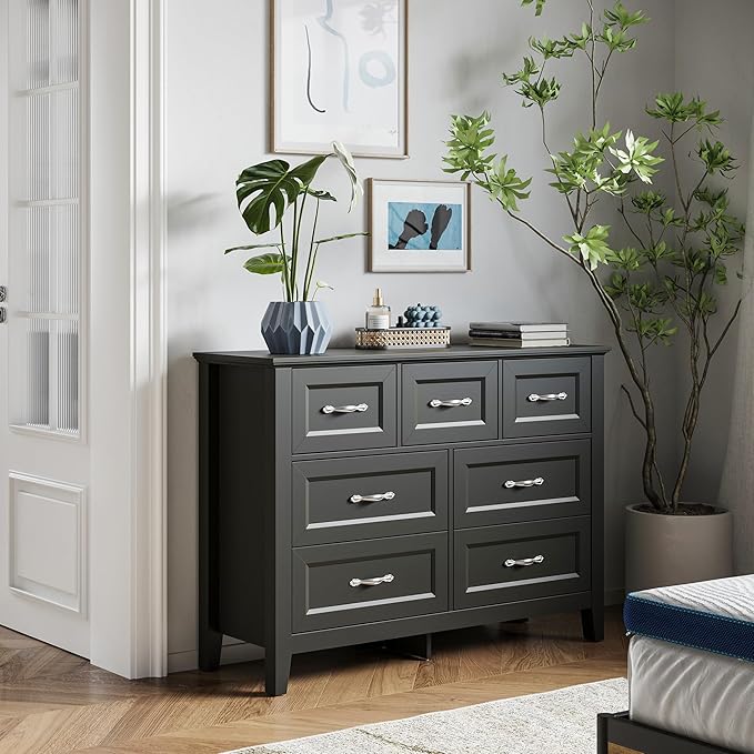 LINSY HOME 7 Drawers Dresser for Bedroom, Modern Farmhouse Dresser TV Stand - Image 5