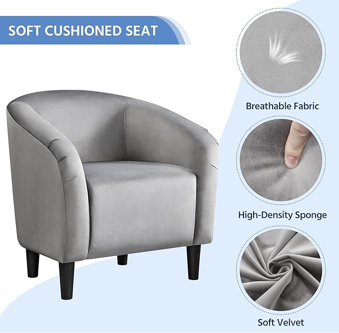 Yaheetech Accent Chair with Ottoman Set, Modern Upholstered Soft Barrel Chair - Image 6