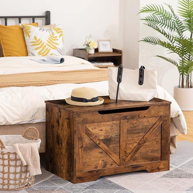 HOOBRO Storage Bench, 29.5” Retro Wooden Storage Chest - Image 3