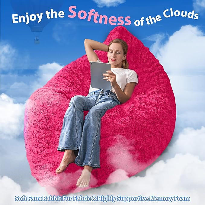 HABUTWAY 4 in 1 Bean Bag Chair, Giant Memory Foam Filling Bean Bag Sofa - Image 6