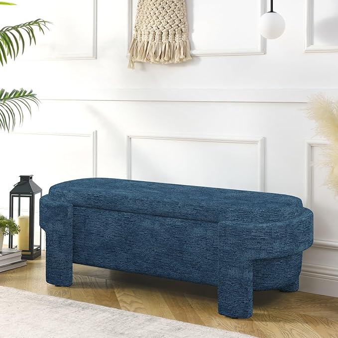 KEIKI 51" Linen Ottoman Bench - Image 3