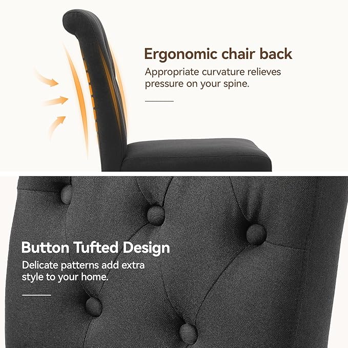 Upholstered Dining Chairs Set of 2, Button Tufted Parsons Dining Chair - Image 5