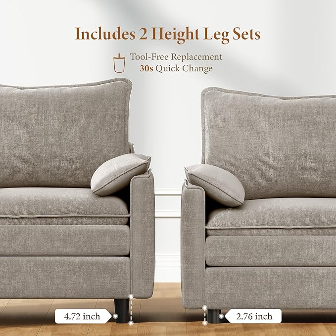 Vesgantti 40" Single Seat Sofa, Comfy Cloud Couch Deep Seat Upholstered Couch - Image 3