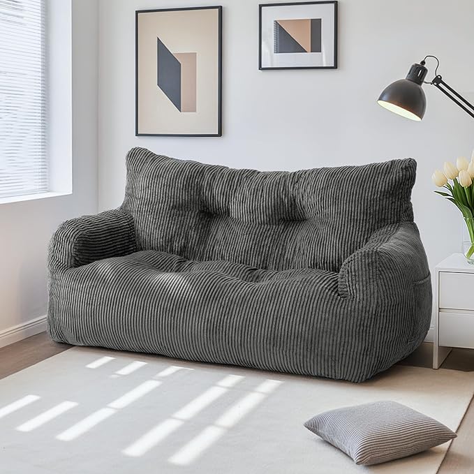 Pamapic Bean Bag Chair, 2 Seat Loveseat Sofa, Ultra Soft Dutch Velvet, Fluffy - Image 7