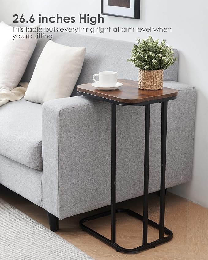 C Shaped End Table, 27 Inches High Small Side Table - Image 5