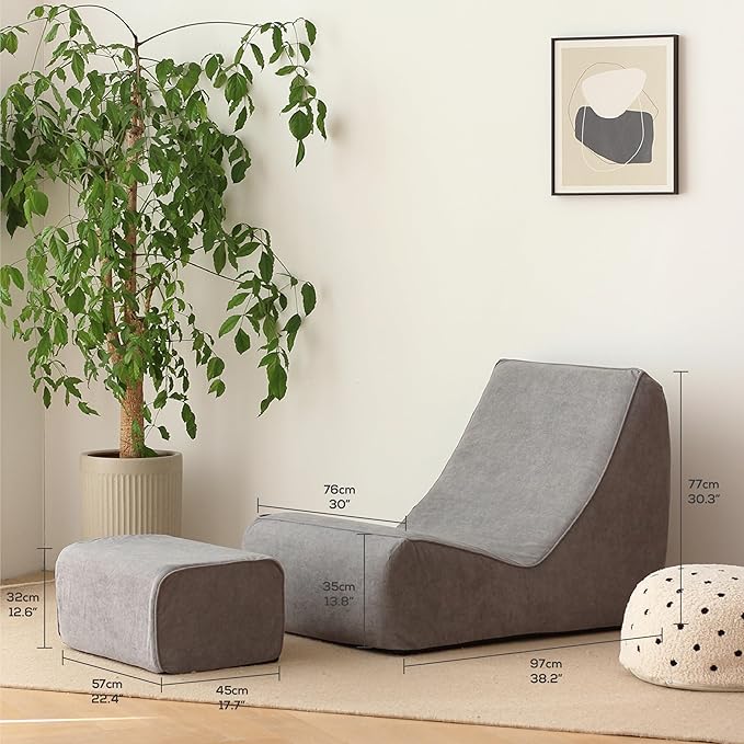 N&V Bean Bag Chair Single Seated Foam Sofa Armless Floor Sofa - Image 2