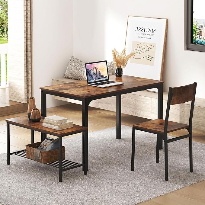 4-Piece Dining Table Set with Bench - Image 3