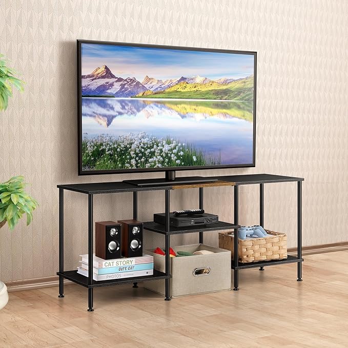50 Inch TV Stands for Living Room Black Entertainment Center by Luplom