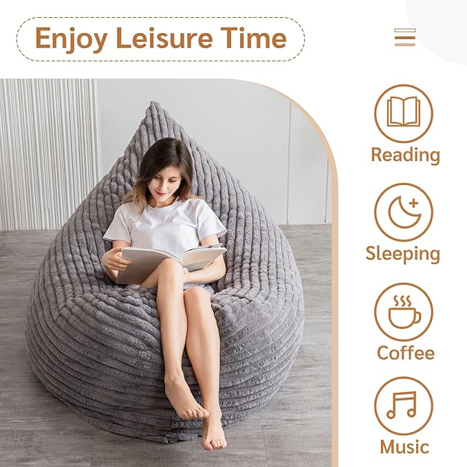 BYBYME 3 in 1 Bean Bag Chairs, Bean Bag Bed - Image 7