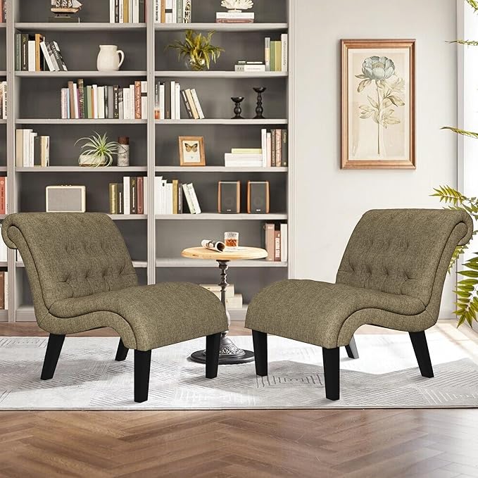 Yongqiang Accent Chairs Set of 2 Modern Armless Living Room Bedroom Side Chairs - Image 4