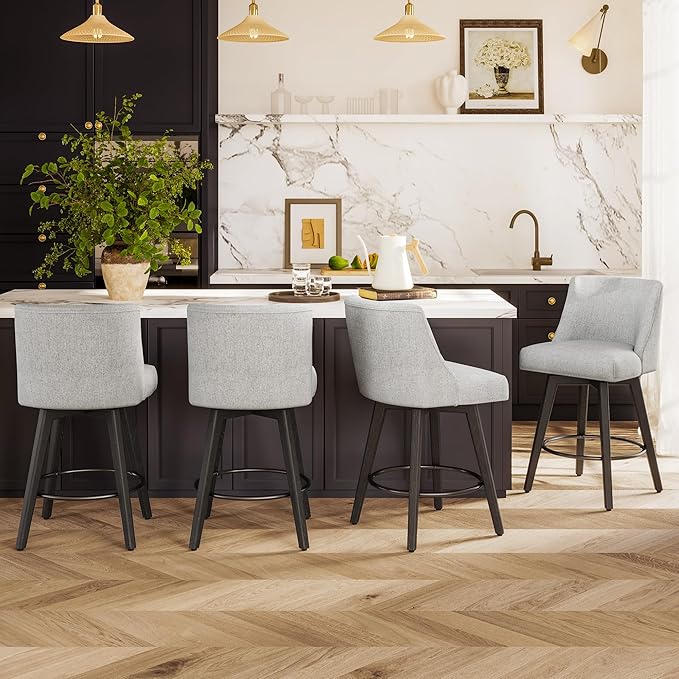 Counter Height Bar Stools Set of 4, Modern Swivel Barstools by ErdoruLiving