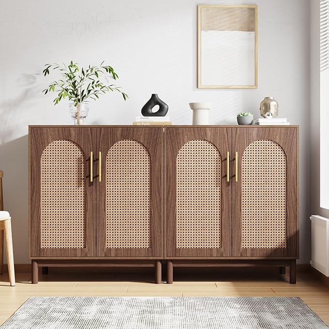 Tribesigns Set of 2 Rattan Sideboard Buffet Cabinet by Tribesigns