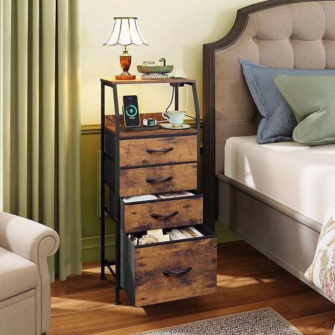 WLIVE 4 Drawer Dresser for Bedroom, Tall Night Stand Bed Side Table, End Table - Image 2