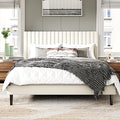 Queen Size Bed Frame with Velvet Upholstered Headboard, Platform Bed with by SISMPLLY