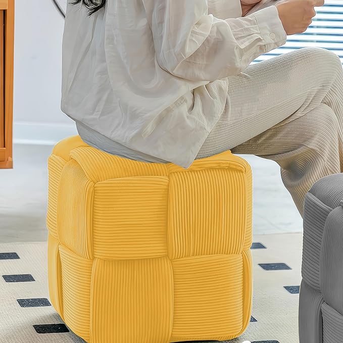 Ottoman Foot Rest Soft and Comfortable Ottoman Square Corduroy Woven Design - Image 4