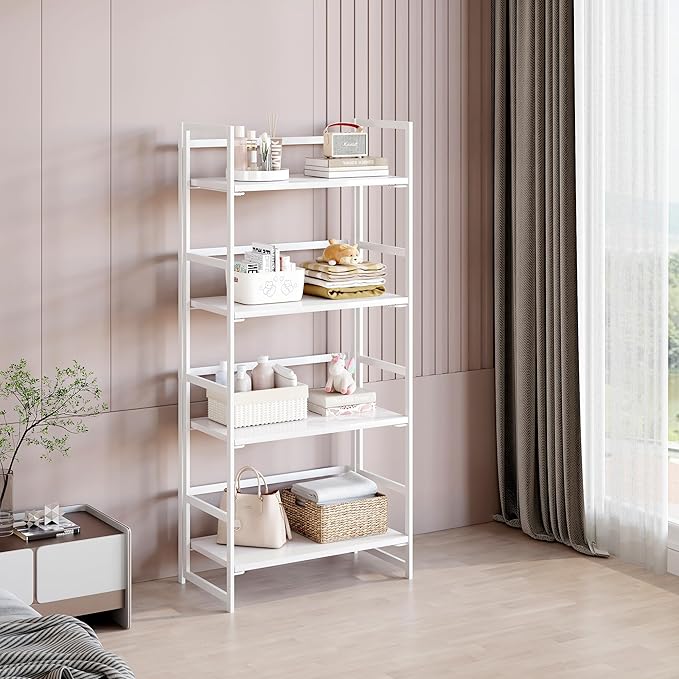 BHG Vintage Multifunctional Folding Bookshelf, No-Assembly Plant Stand Storage - Image 4