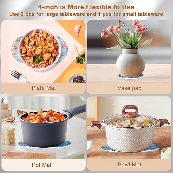 6-Pcs 4'' Ceramic Marble Style Trivet - Image 4