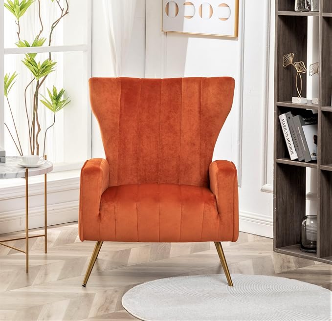 Container Furniture Direct Modern Velvet Accent Chair, Channel Tufted Bedroom - Image 6