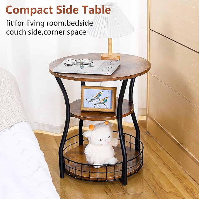 Round Side Table, 3 Tier End Table - Image 7