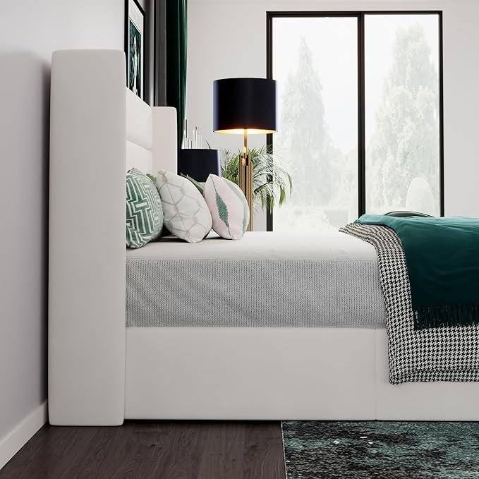 SHA CERLIN King Size Lift Up Storage Bed/Velvet Upholstered/Modern Wingback - Image 6