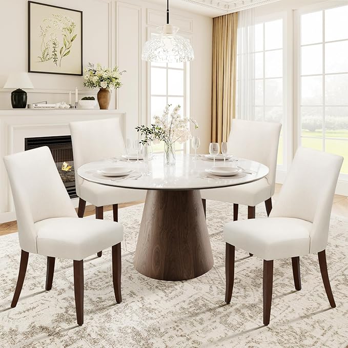 COLAMY Upholstered Dining Chairs Set of 4, Mid Century Modern Kitchen Chairs by COLAMYINC
