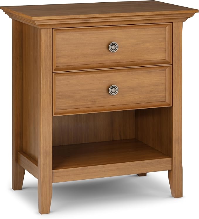 SIMPLIHOME Amherst SOLID WOOD 24 Inch Wide Traditional Bedside Nightstand Table by SimpliHome