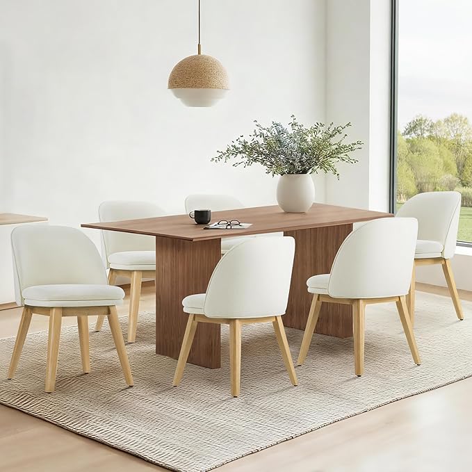 Wooden Dining Chairs Set of 4, Fabric Upholstered Modern Dining Room Chairs - Image 6