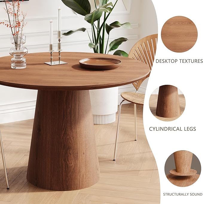 Round Dining Room Table for 4, for Kitchen, Living Room, Small Spaces, - Image 4