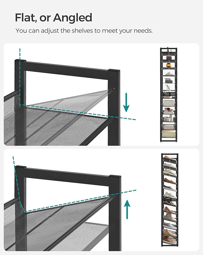SONGMICS Shoe Rack, 12-Tier Shoe Organizer, Metal Shoe Storage - Image 6