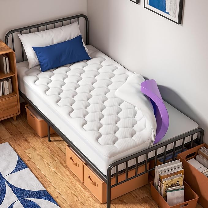 OhGeni Cooling 4 inch Dual Layer Twin XL Mattress Topper, 2 inch Gel Memory Foam by OhGeni