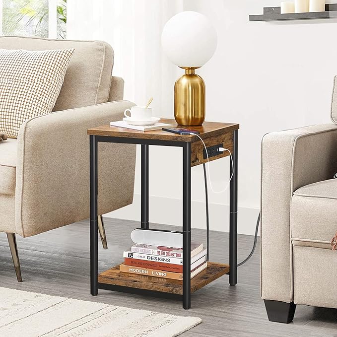 TUTOTAK Night Stand with Charging Station, End Table, Side Table with USB - Image 2
