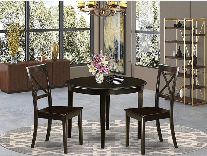 East West Furniture BOST3-CAP-W 3 Piece Modern Dining Table Set Contains a - Image 6